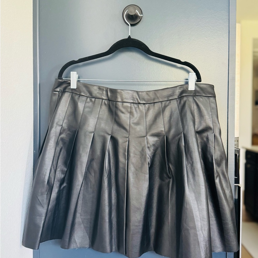 Eloquii Silver Mini Skater Skirt Pleated Cocktail